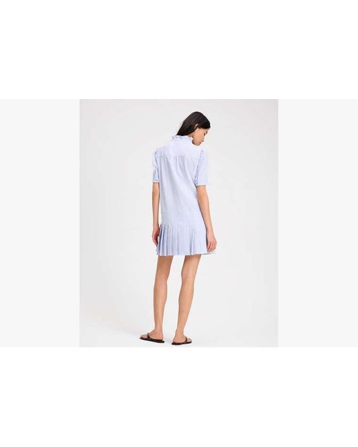 Kate Spade Blue Seersucker Pleated Shirt Dress