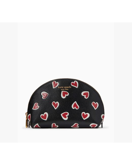 Kate Spade Black Morgan Stencil Hearts Kosmetiktasche