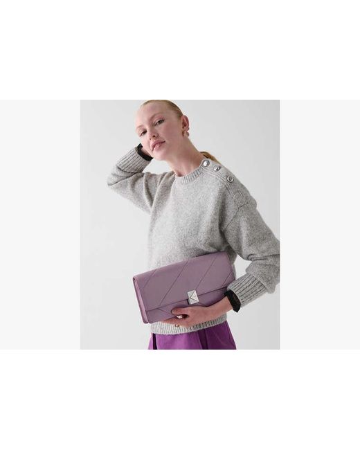 Kate Spade Purple Deco Glazed Leather Soft Shoulder Bag