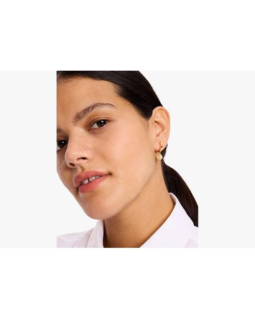 Kate Spade Metallic Heritage Bloom Huggie Drop Earrings
