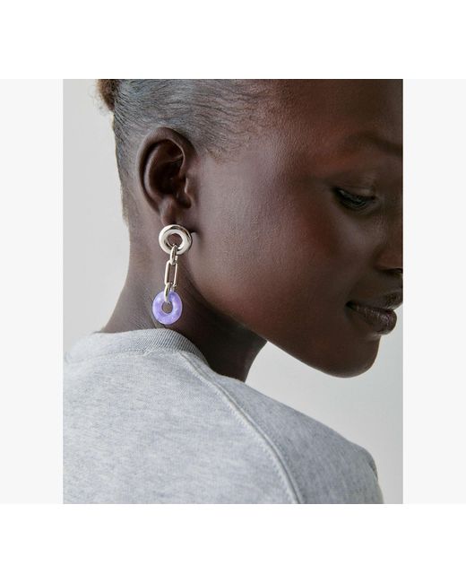 Kate Spade White Interlock Linear Dangle Earrings