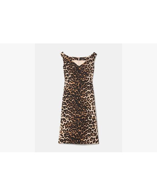 Kate Spade Natural Leopard V-Neck Midi Dress