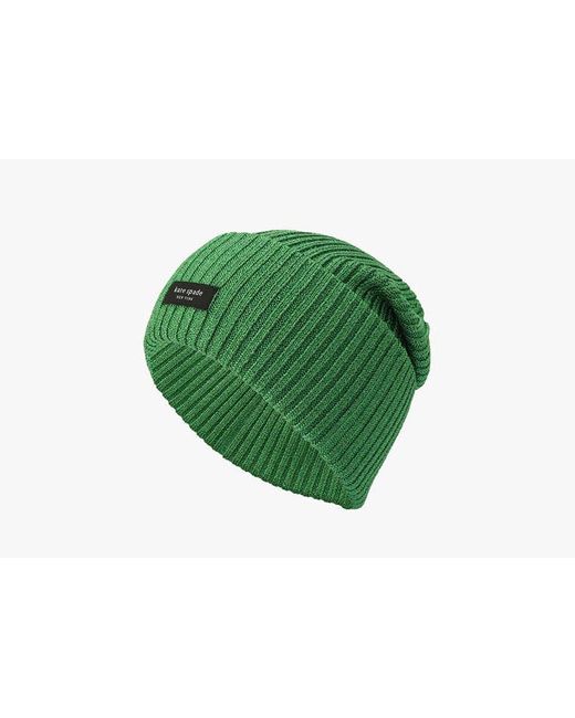 Kate Spade Metallic Sam Label Beanie Kate Spade Metallic Sam Label Beanie in Green | Lyst UK main image 3