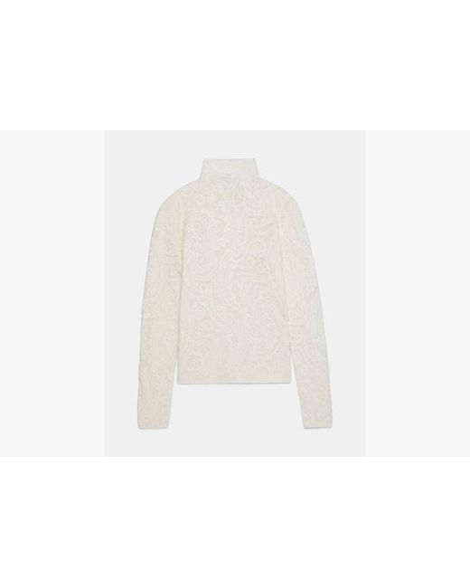 Kate Spade White Lace Knit Turtleneck Top