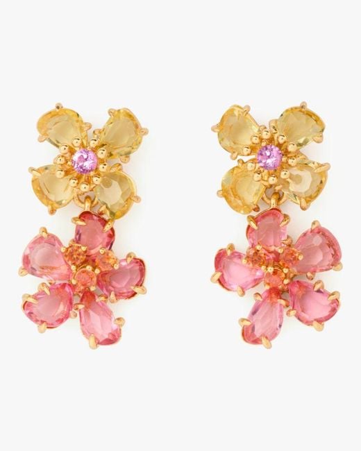 Kate Spade Pink Paradise Flower Double Drop Earrings