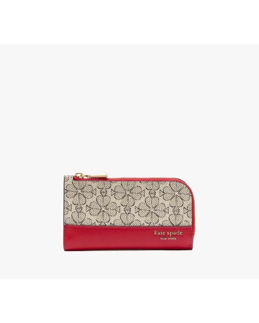 Kate Spade Red Klapp-Portemonnaie Mit Pikblumenmuster, Schmal, Klein