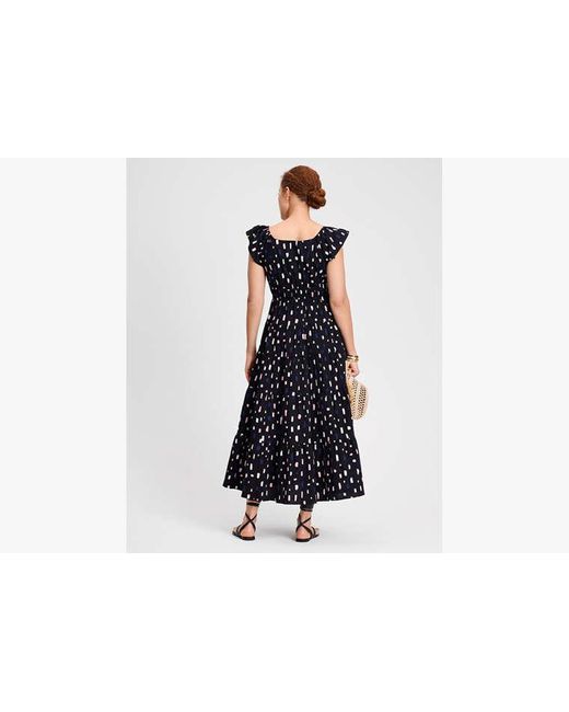 Kate Spade Black Painterly Strokes Flutter Sleeve Dress