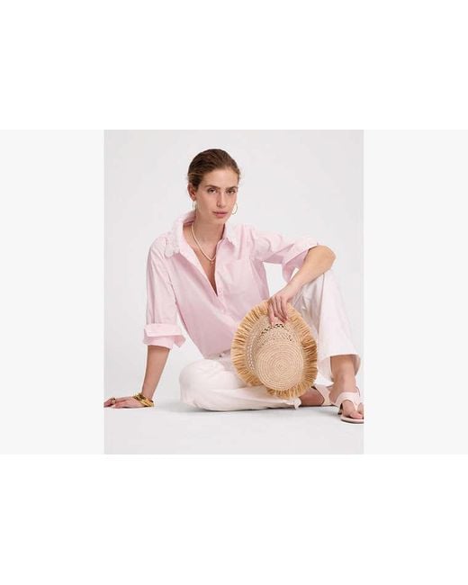 Kate Spade Pink Daisy Lace Collar Button Up Shirt