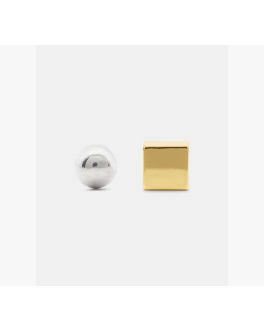 Kate Spade White Geo Pop Asymmetrical Studs
