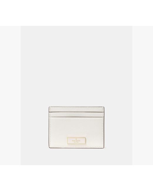 Kate Spade White Kate Spade Bridget Crinkle Patent Small Slim Card Holder
