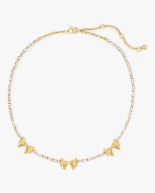 Kate Spade Metallic Wrapped In A Bow Tennis Necklace