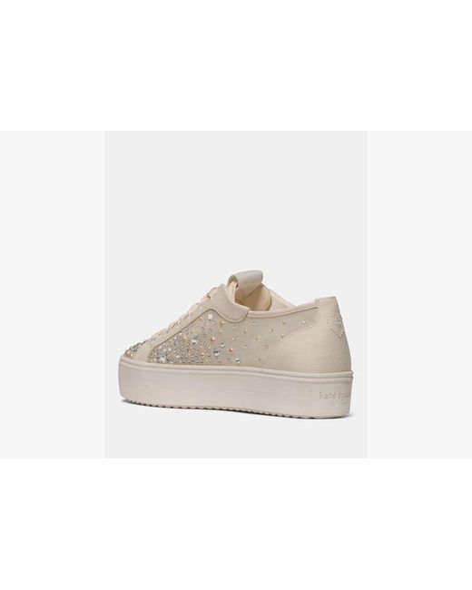 Kate Spade White Sam Icon Embellished Platform Sneakers