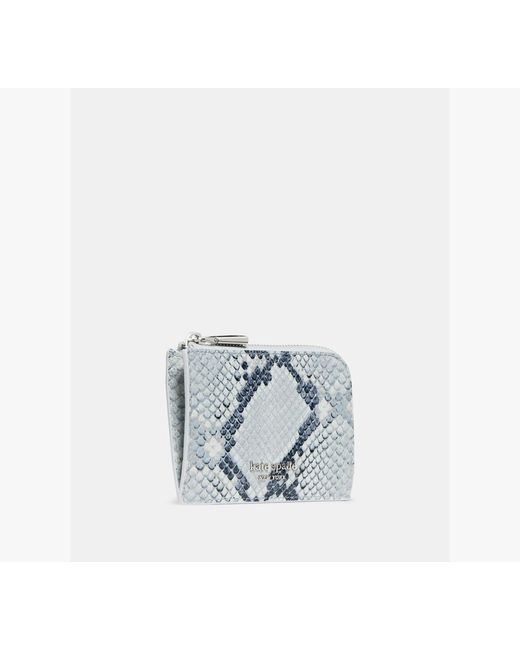 Kate Spade White Snake Embossed Mini Zip Card Case