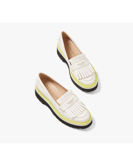 Kate Spade White Caddy Loafers