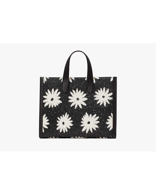 Kate Spade Black Manhattan Floral Tote Bag aus Stroh