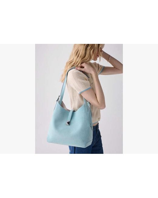 Kate Spade Blue Deco Suede Large Shoulder Bag