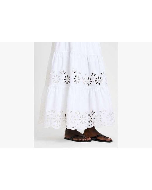 Kate Spade Black Daisy Eyelet Tiered Maxi Skirt