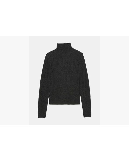 Kate Spade Black Lace Knit Turtleneck Top