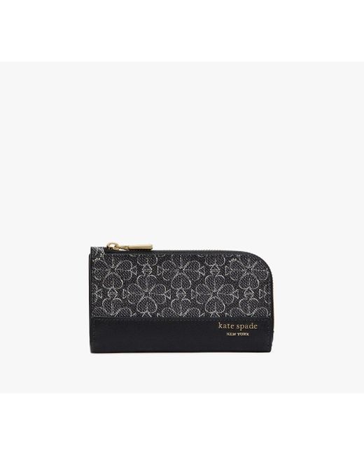 Kate Spade Black Spade Flower Small Slim Bifold Wallet