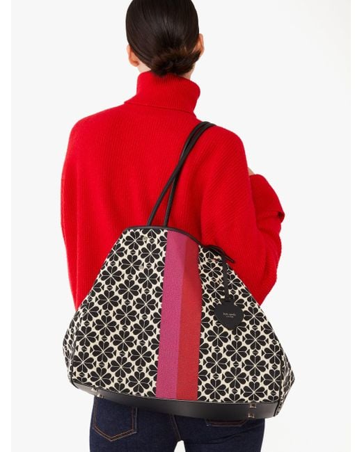 Spade flower jacquard everything stripe large tote sale