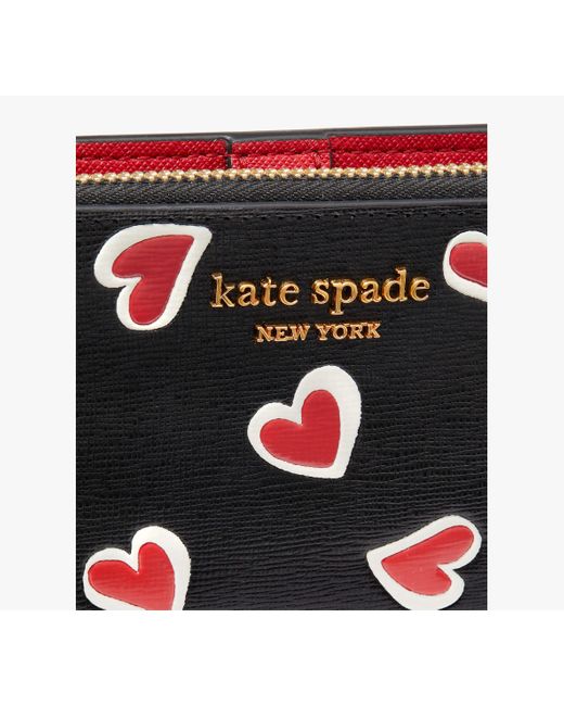 Kate Spade Black Morgan Stencil Hearts Small Slim Bifold Wallet