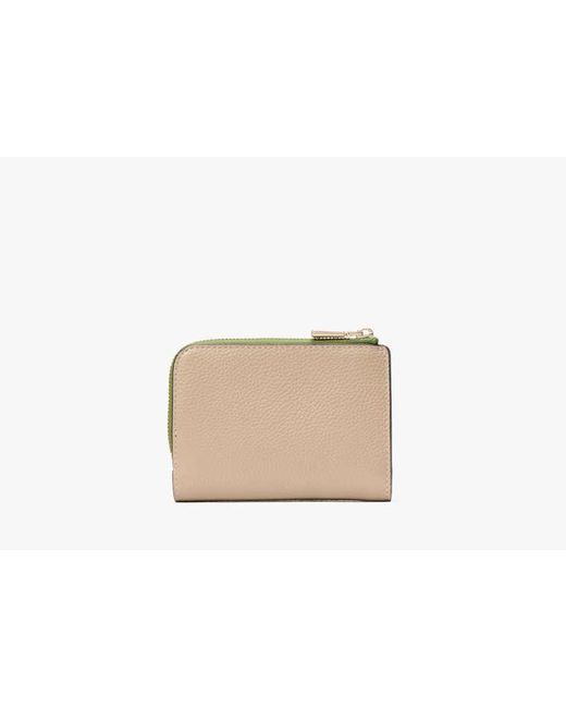Kate Spade Green Ava Colorblocked Pebbled Leather Zip Bifold Wallet