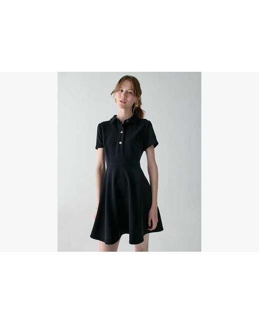 Kate Spade Blue Polo-Minikleid Aus Krepp Mit Goldenen Knöpfen