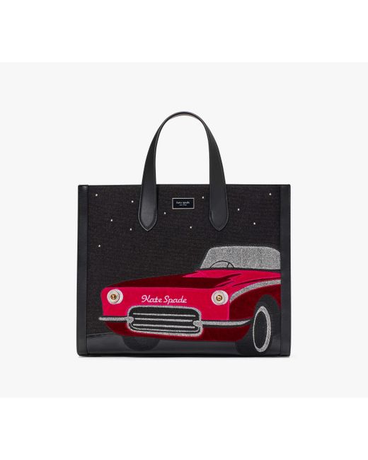 Kate Spade Red Manhattan Car Embellished Large Tote