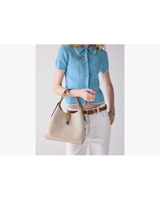 Kate Spade Natural Deco Canvas Crossbody Tote Bag