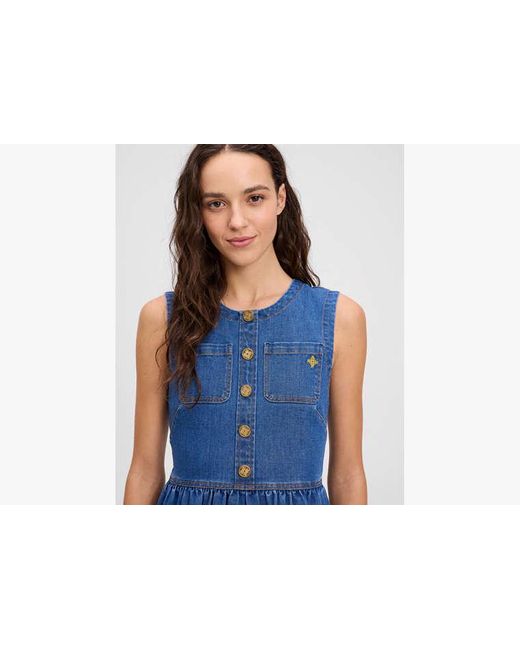 kate spade dip dye denim dress Fit & Flare in Blue Lipsy London Blue Lace Color:Brown Check july26vacationsale Ladies dresses wear silhouette featuring gold