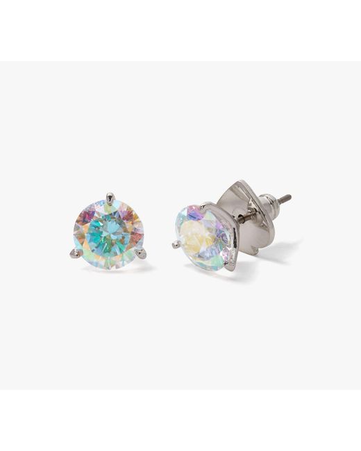 Kate Spade White Brilliant Statements Tri-Prong Studs
