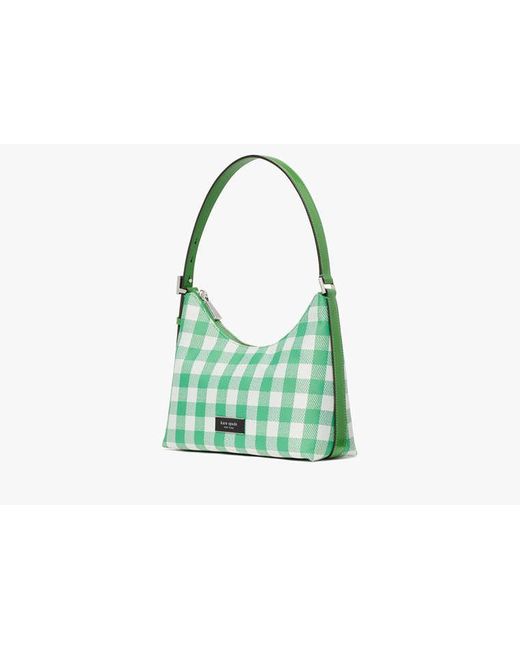 Kate Spade Green The Original Bag Icon Gingham Schultertasche aus Stoff
