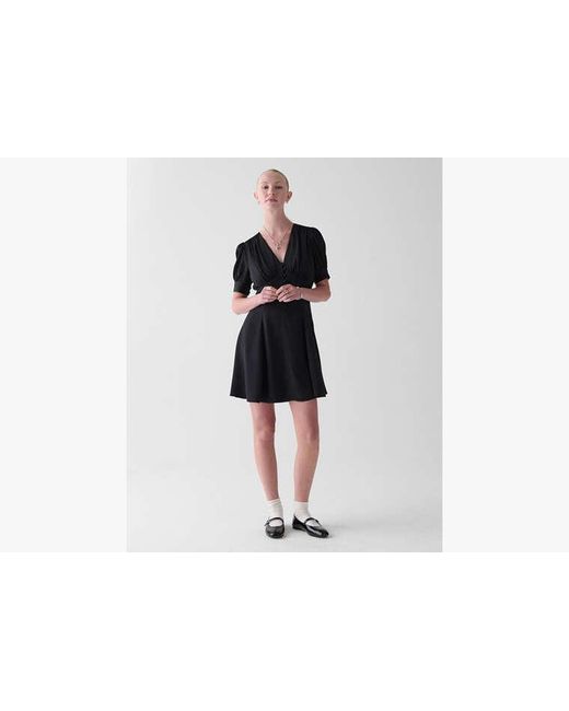 Kate Spade Black Fluid Puff Sleeve Mini Dress