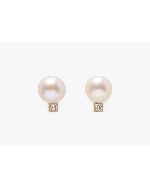 Kate Spade White Kate Spade Fine Meant To Be Pearl & Diamond Studs
