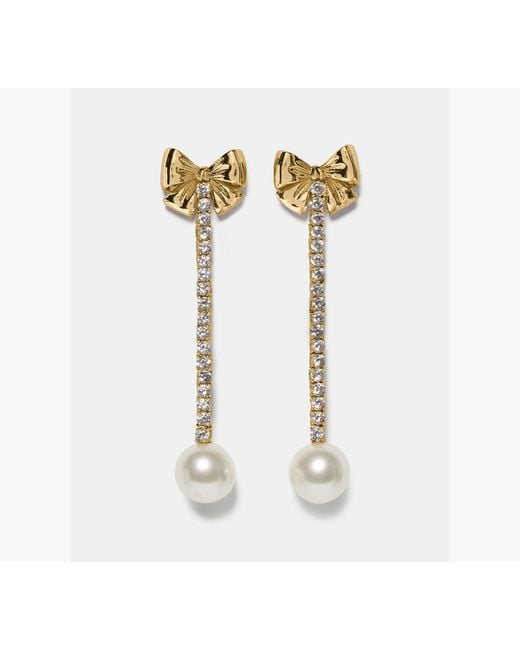 Kate Spade White Kate Spade Bling And Bows Linear Earring
