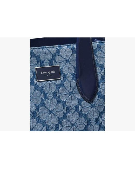 Kate Spade Blue Spade Flower Manhattan Tote Bag aus Jacquard-Denim