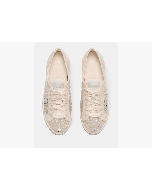 Kate Spade White Sam Icon Embellished Platform Sneakers