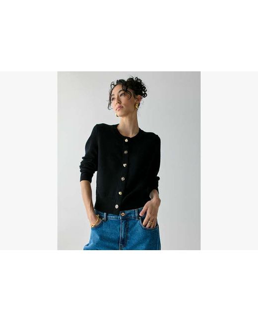 Kate Spade Black Novelty Button Nell Cardigan