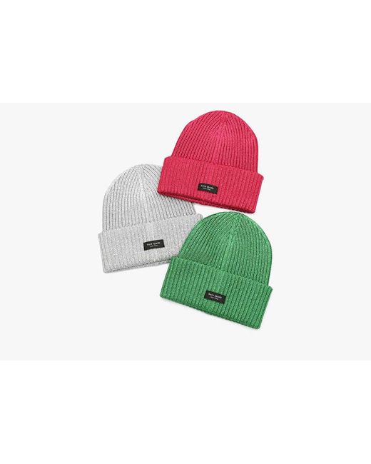 Kate Spade Metallic Sam Label Beanie Kate Spade Metallic Sam Label Beanie in Green | Lyst UK main image 4