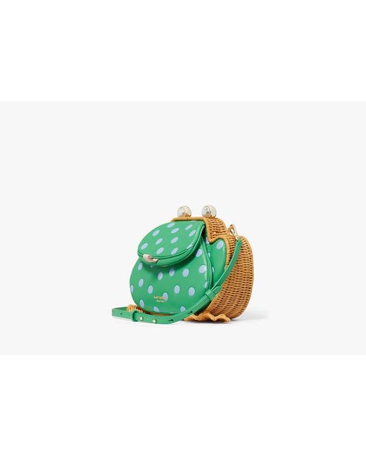 Kate Spade Green Lily Polka Dot 3D Frog Umhängetasche aus Korb