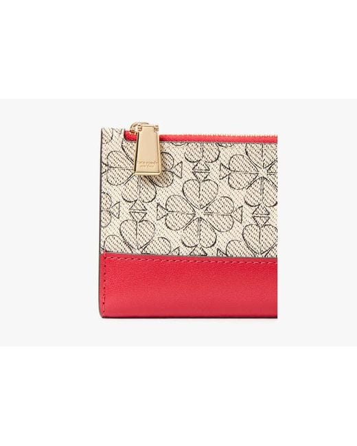 Kate Spade Red Klapp-Portemonnaie Mit Pikblumenmuster, Schmal, Klein