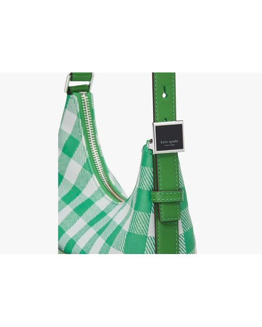 Kate Spade Green The Original Bag Icon Gingham Schultertasche aus Stoff