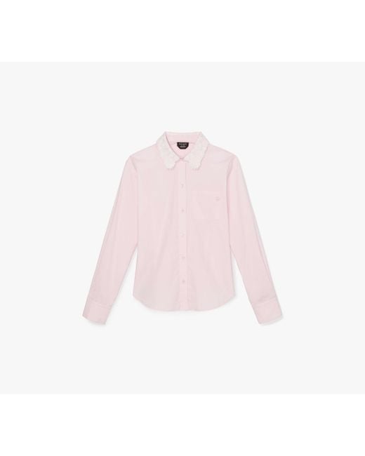 Kate Spade Pink Daisy Lace Collar Button Up Shirt
