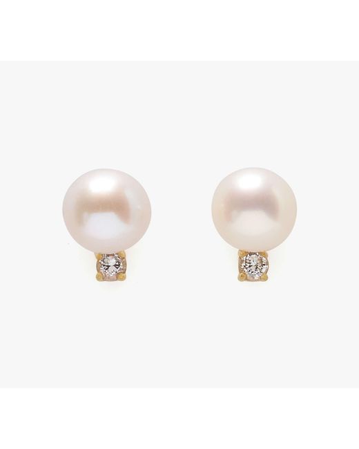 Kate Spade White Kate Spade Fine Meant To Be Pearl & Diamond Studs