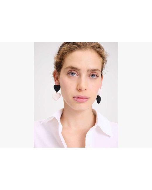 Kate Spade Black Heart You Beaded Double Drop Earrings