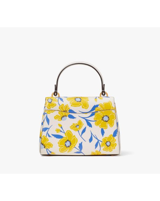 Kate Spade Yellow Katy Sunshine Floral Textured Leather Small Top-handle Bag