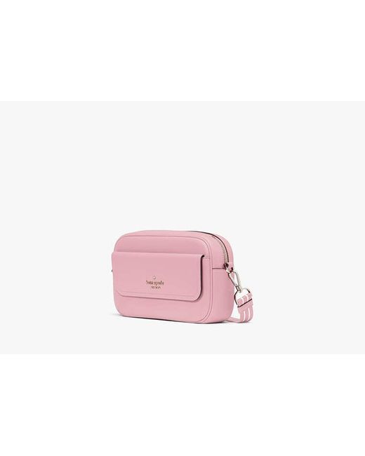 Kate Spade Pink Rosie Kameratasche aus genarbtem Leder mit Umschlag