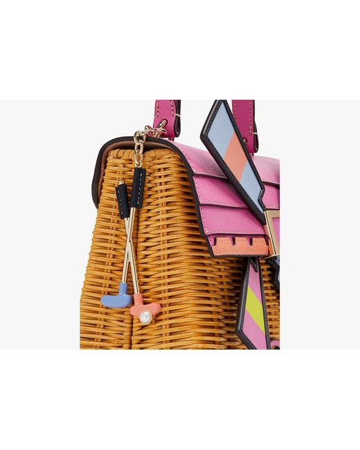 Kate Spade Pink Tee Time 3D Windmill Tasche aus Korb mit Griff