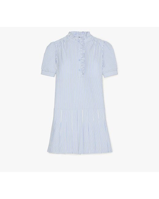 Kate Spade Blue Seersucker Pleated Shirt Dress