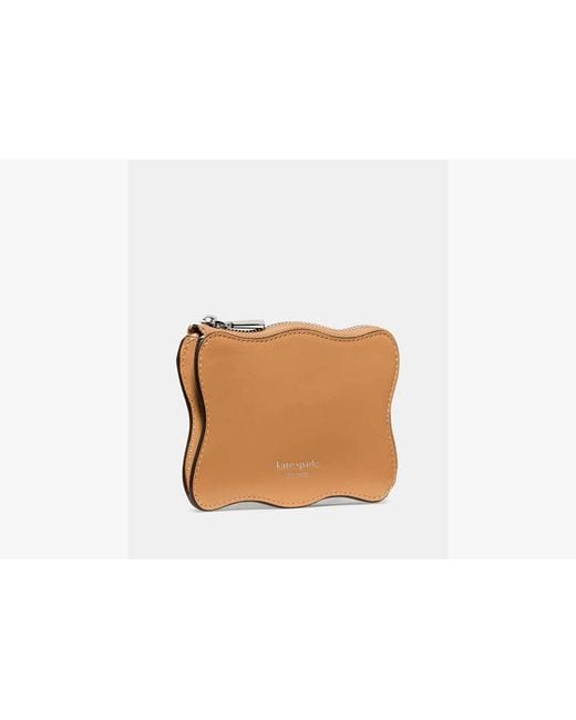 Kate Spade Brown Wavy Mini Zip Card Case